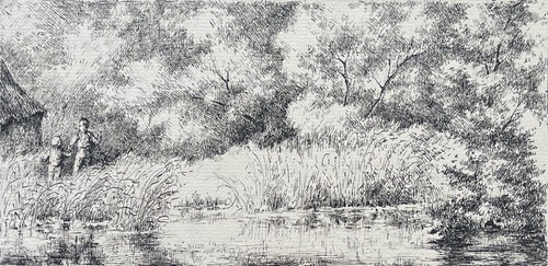 Bord étang dessin - de, à