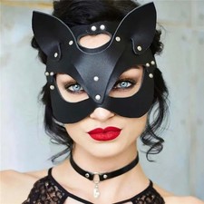Masque Chat Noir Sexy Femme – Demi Masque Halloween ou Cosplay Mystérieux Cuir