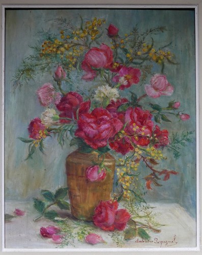Tableau huile fleurs - huile, bouquet