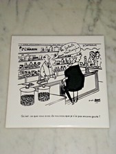 2 ANCIEN CARREAU DE CARRELAGE HUMOUR DESSIN HUMORISTIQUE JACQUES FAIZANT ET ?