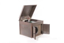 1 X Ancien Phonographe En Bois Vintage Avec Entraînement Électrique