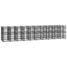 Chenil cage enclos pac animaux d'extérieur pour chiens acier 18,43 m² noir Hell