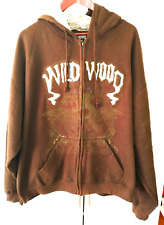 Vtg Ragwear Wildwood NJ Embroidered w Graphics Brown HW Hoodie Sweatshirt Sz XXL