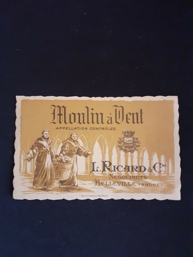 Etiquette ancienne vin - vin, moulin
