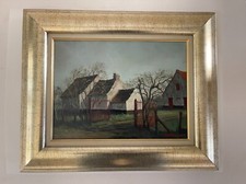 Huile sur toile  campagne  belge ferme  verplancke  91