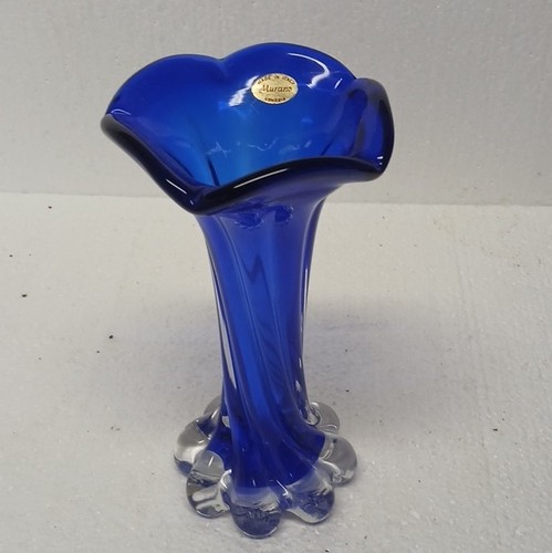 Vase verre bleu murano - vase,