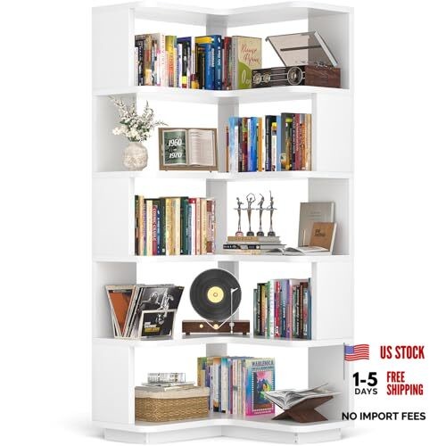 Corner book shelf - -, 6-shelf