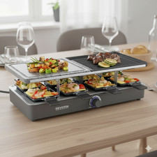 Grill Raclette 2-en-1 Severin avec Pierre Naturelle et Plaque Antiadhésive pour
