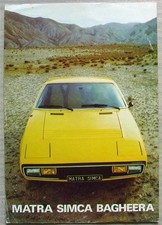 MATRA SIMCA BAGHEERA Car Sales Specification Leaflet 1974 #C2051/1/20 October'74