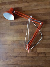 Authentic Typical 70s Orange Metal Architect Lamp. Works