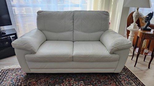 Canape cuir blanc places - blanc, 2