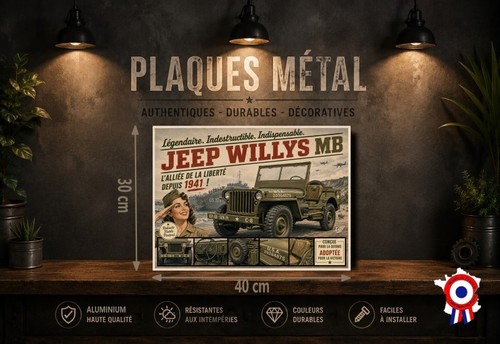 Plaque métal vintage jeep - plaque,