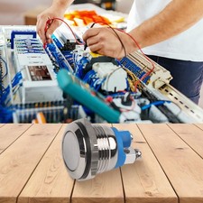 12V 16mm Imperméable Métal Bouton Poussoir Momentanée Sur/Off Corne Début Brass