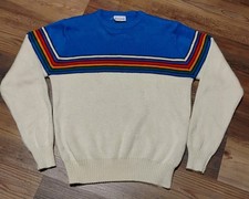Vintage Fauchon Colorful  Striped  100% Acrylic Sweater.  Men's Size L    250504