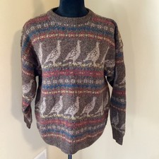 VTG Lands’ End Women’s Medium Sweater 100% Shetland Wool Fair Isle Bird 