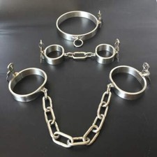 Métal Menottes Bracelets De Cheville Collier Bdsm Fétichisme Esclave Soumission