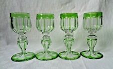 BACCARAT 4 WINE GLASSES ROEMER CRYSTAL FLAT SIDES COLORED LIGHT GREEN