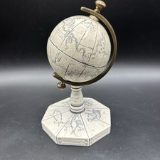 Magellan Globe Terrestre 1st World Map Printed 6 1/4" Resin Scrimshaw Style Vtg