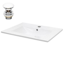 Lavabo en céramique blanc avec garniture de vidage et trop-plein 610x465x175 mm