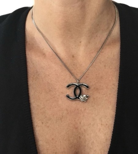 Collier pendentif chanel noir - pendentif,