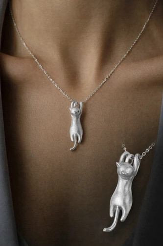 Pendentif chat argent - chat, en