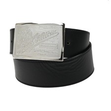 LOUIS VUITTON Ceinture Jeans Belt 85 34 Leather Black Silver Spain M6812 36KB399