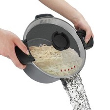 Marmite à pâtes 24 cm Cuiseur à Pâtes avec couvercle verrouillable 4.5 L Cass...