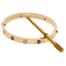 CARTIER  LOVE Bracelets Pink Sapphire with Driver #16 Bracelet K18 Pink Gold...