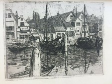 G860-AID: La Meuse à DORDRECHT eau-forte originale, 1903