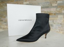 Emporio Armani 38,5 Bottines Satin Chaussures Noir Neuf Autrefois