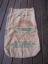 Vintage burlap empty sack EARLY BIRD POULTRY FEED Pellets Rohrerstown PA