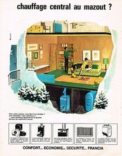 ADVERTISEMENT ADVERTISING 084 1966 FRANCE central heating & oil