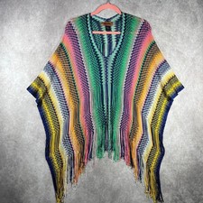 Missoni Poncho Sweater Women One Size Multicolor Knit Fringe Artsy Boho Festival