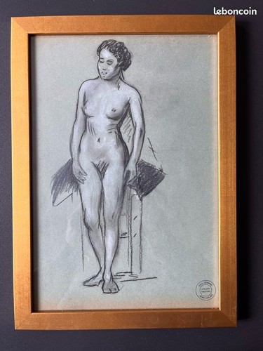 Dessin original académique - dessin, nu