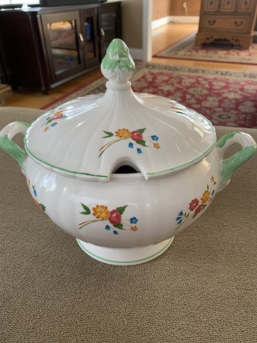 White floral tureen - lid, soup