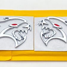 Chrome Red Devil Cat Hellcat Fender Side Car Emblem Metal Badge Metal 3D Decal