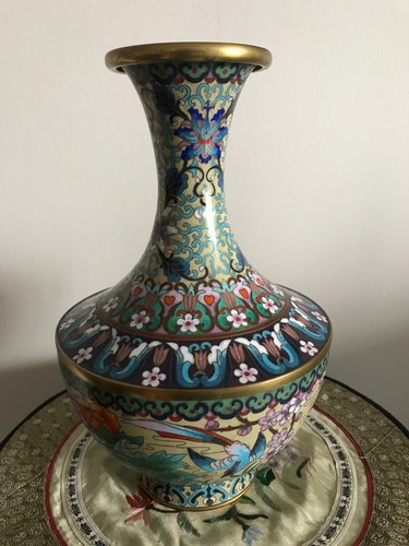 Cloisonne vase bronze emaux - vase,