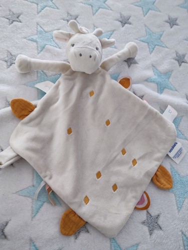 Doudou plat girafe - gigi, blanc