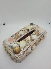 Vintage  Tissue Box  1960s Seashells, Red Velvet Style  Lining.    330-5