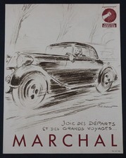 Automobile advertising 1934 headlight MARCHAL catalog illustrator PAUL ORDNER