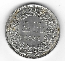 SUISSE 2 Francs  1958 Berne