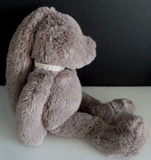72. DOUDOU PELUCHE DIMPEL LAPIN marron gris écharpe noeud nez rose  38c NEUF*