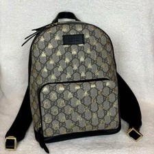 GUCCI GG Supreme Bag Pack Bee Beige/Black/Noir backpack AUTH Japan