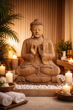 Sculpture Bouddha En Bois Suar