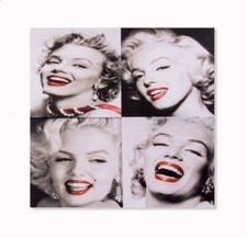 Ensemble de 4 : Toile tableau cadre 3D Marylin Monroe Star Hollywood 60 x 60 cm