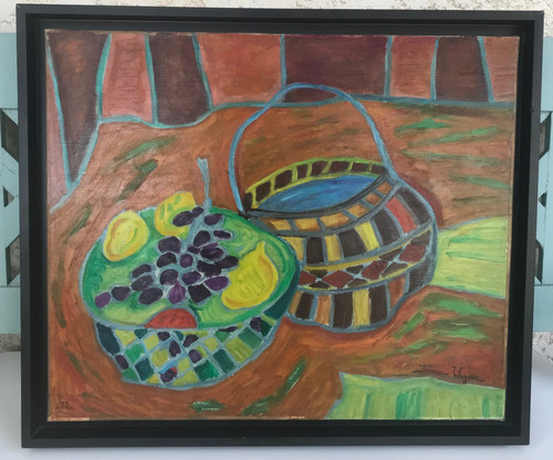 Nature morte panier huile - morte, "huile