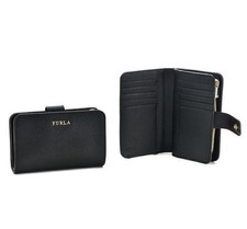 Furla Women Folding Wallet BABYLON PR85-B30 O60 Black Leather Snap 9x14cm No Box