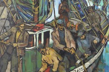 Grande Huile Sur Toile Signée Jori Duran – Retour De Pêche