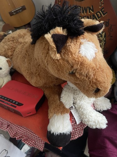 Peluche cheval poney marron - cheval,