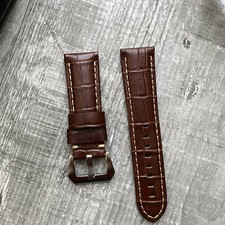 Marron Bracelet Montre Cuir Grainé Pour Panerai Luminor Marina Pam 22mm 24mm